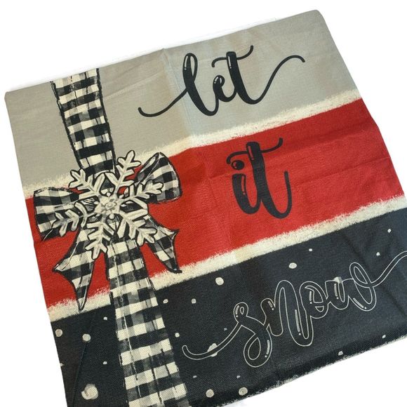 Red Christmas Pillow Covers 20x20 Set of 4 Santa Snowman Snowflake Farmhouse 176 - Picture 10 of 16